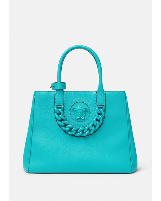 Versace Leather La Medusa Large Tote Bag in Turquoise (Blue) - Lyst