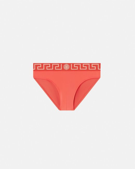 Versace Red Greca Border Swim Briefs for men