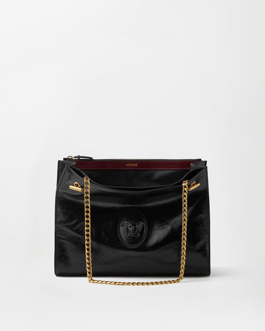 Versace Black Cabine Leather Shoulder Bag