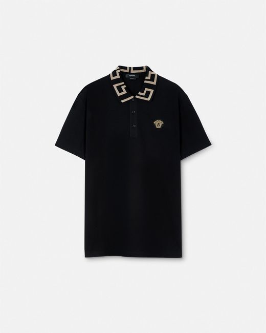 Versace Black Greca Polo Shirt for men