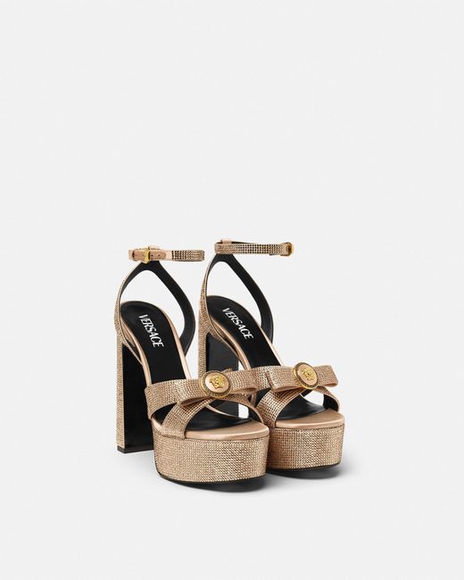 Gianni Ribbon Sandalias Con Cristales 140 Mm Versace de color White