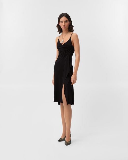 Versace Black Viscose-Jersey Draped Midi Dress