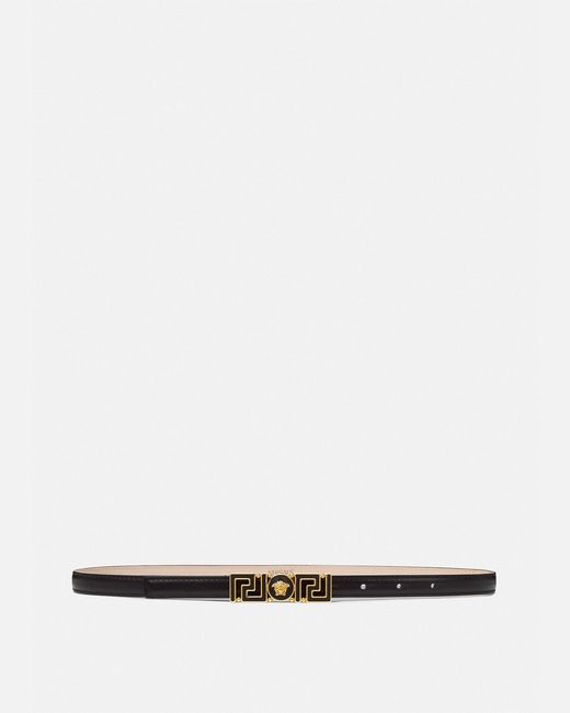 Versace White Greca Goddess Thin Leather Belt