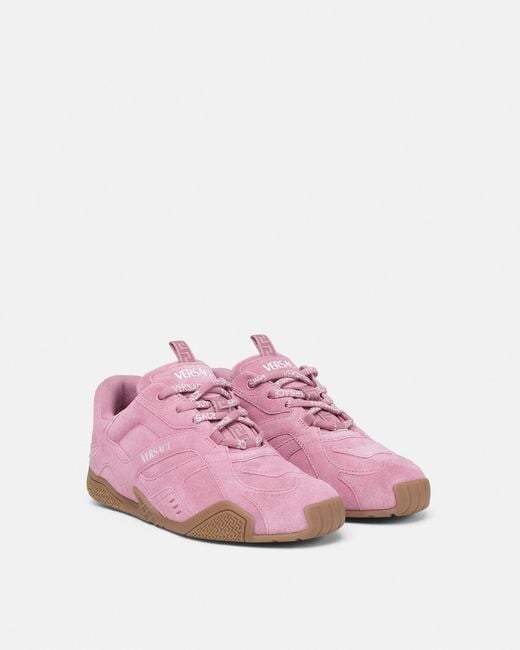 Versace Pink Galaxia Suede Sneakers