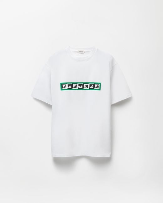 Versace White Printed Cotton-Jersey Regular T-Shirt for men