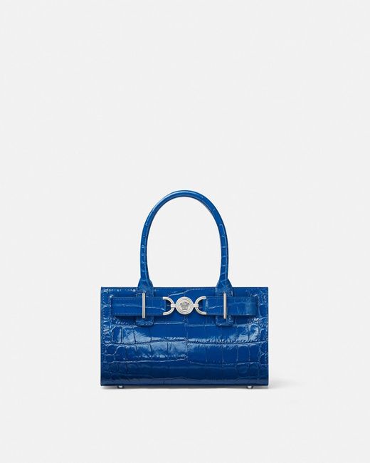 Versace Blue Medusa '95 Small Croc-Effect Tote