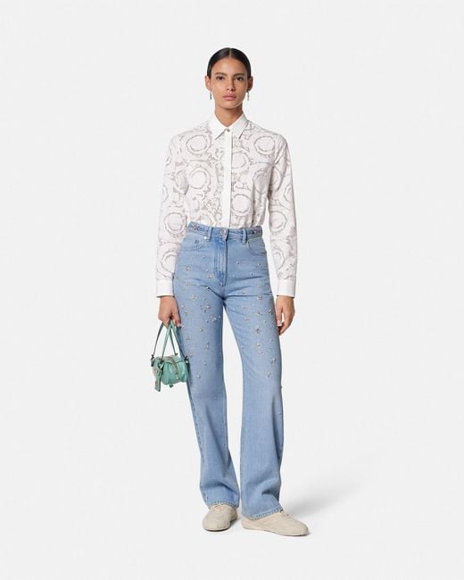 Camicia Devoré Barocco di Versace in White