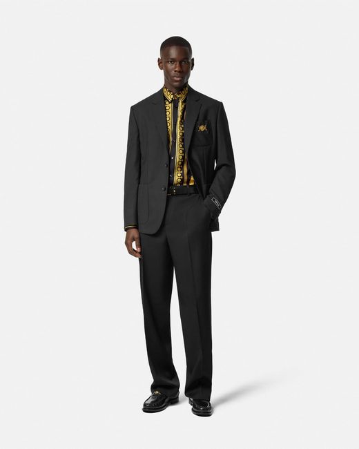 Versace Multicolor Printed Long-sleeve Silk Shirt for men