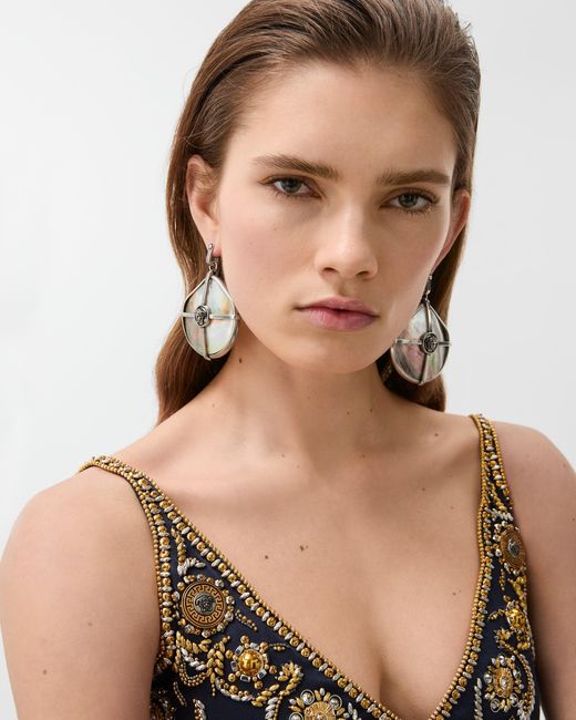 Versace Metallic Sea Frames Earrings