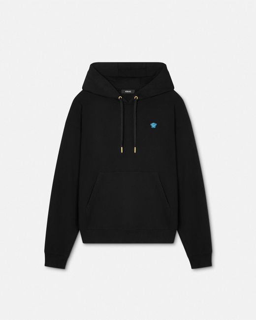 Versace Black Embroidered Medusa Hoodie for men