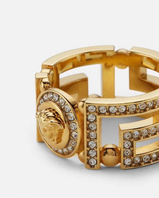 Versace Metallic Greca Crystal Ring