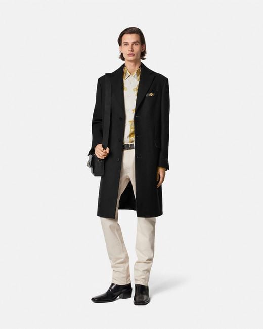 Versace Black Wool Coat for men