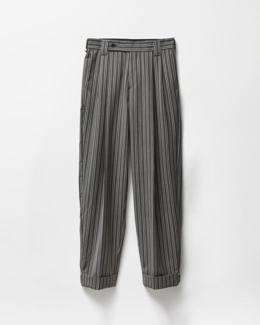 Versace Gray Pinstripe Wool Oversized Pants for men