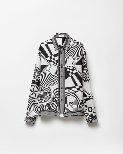 Versace White Printed Silk Twill Regular Shirt for men