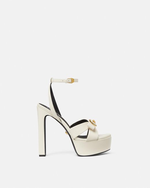 Versace White Gianni Ribbon Leather Sandals 140 Mm