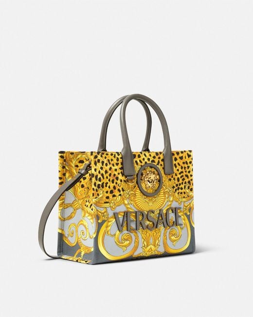 Versace Metallic Cheetah Foulard La Medusa Small Tote Bag