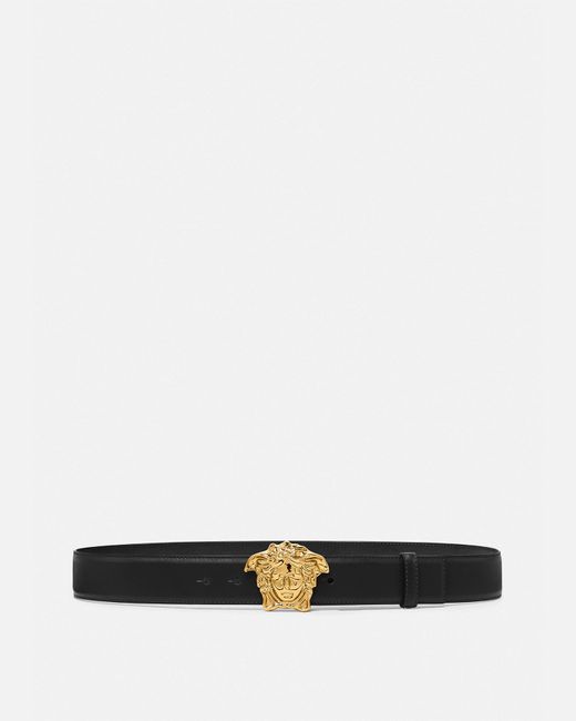 Versace White La Medusa Reversible Leather Belt 4 Cm for men