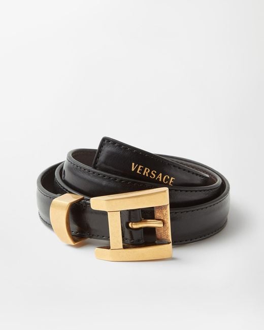 Cinturón De Piel 2 Cm Versace de color Black