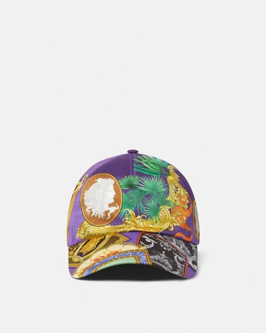 Versace Blue Printed Twill Baseball Cap for men