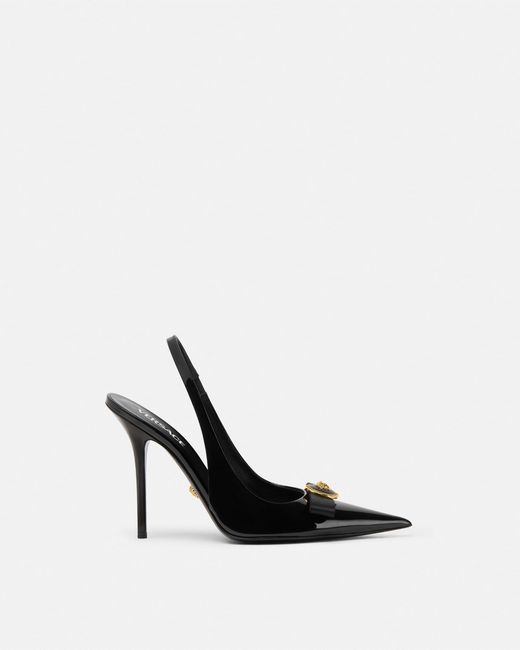 Versace White Gianni Ribbon Patent Slingbacks 110 Mm