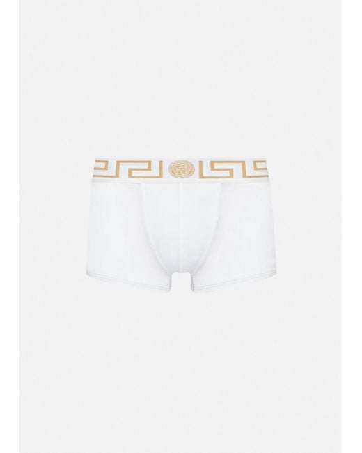 Versace Cotton Greca Border Low Rise Trunks in White,Gold (White) for ...