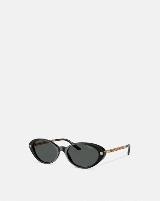 Versace White Tubular Greca Oval Sunglasses