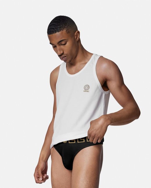 Versace Black String À Bordure Greca for men