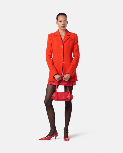 Blazer Clouté En Laine À Boutonnage Droit Versace en coloris Red