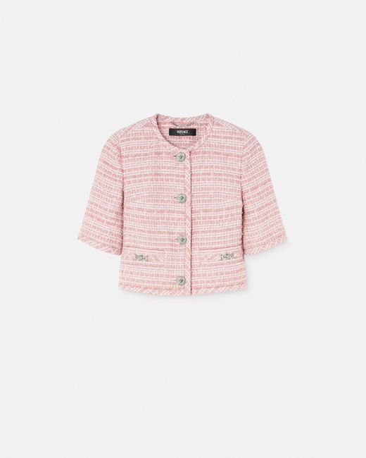 Versace Pink Tweed Cardigan Jacket