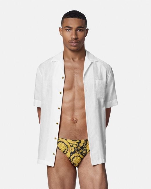 Versace White Printed Swim Briefs for men