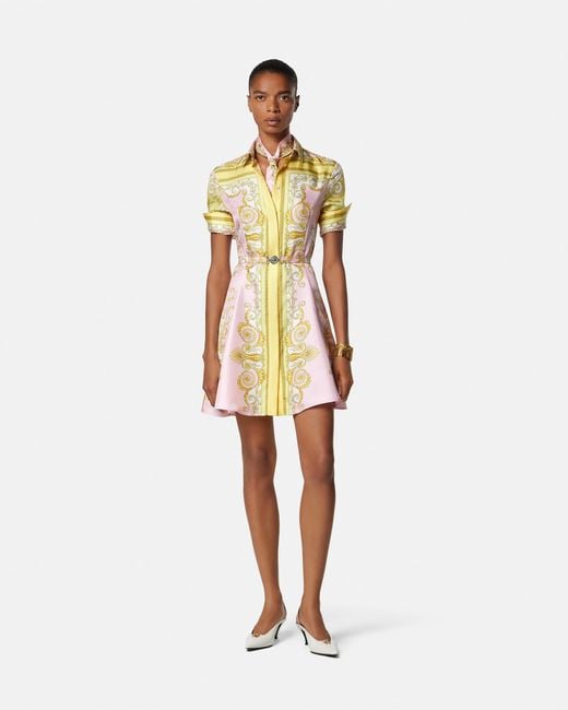 Versace Yellow Silk Dress With Belt