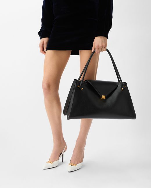 Versace Black Severine Large Leather Shoulder Bag