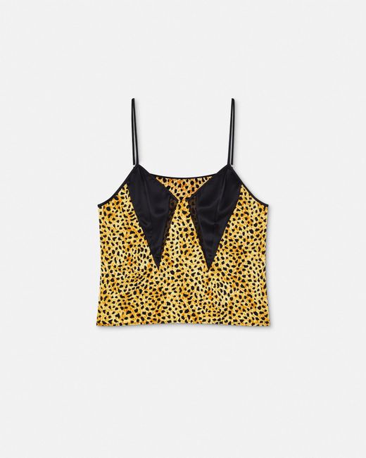 Versace Yellow Cheetah-Print Silk Top