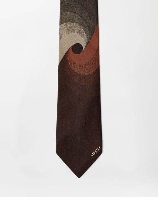 Versace Brown Printed Jacquard Silk Tie for men