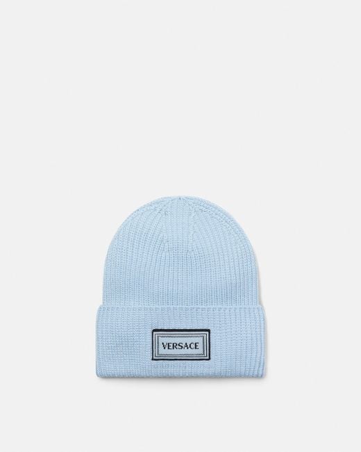 Versace Blue Wool Knit Beanie