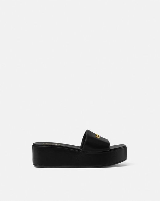 Versace White Leather Platform Mules 55 Mm