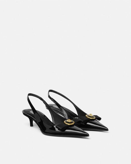 Versace White Gianni Ribbon Patent Slingbacks 45 Mm