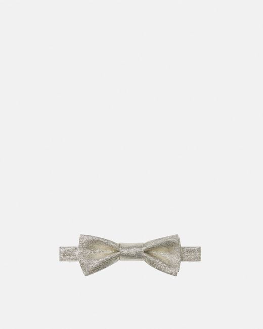 Versace White Metallic Viscose-Blend Bow Tie for men