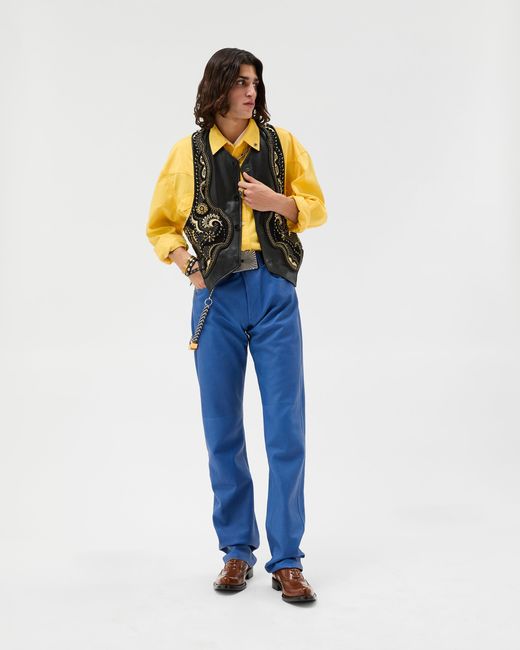 Versace Blue Leather Pants for men