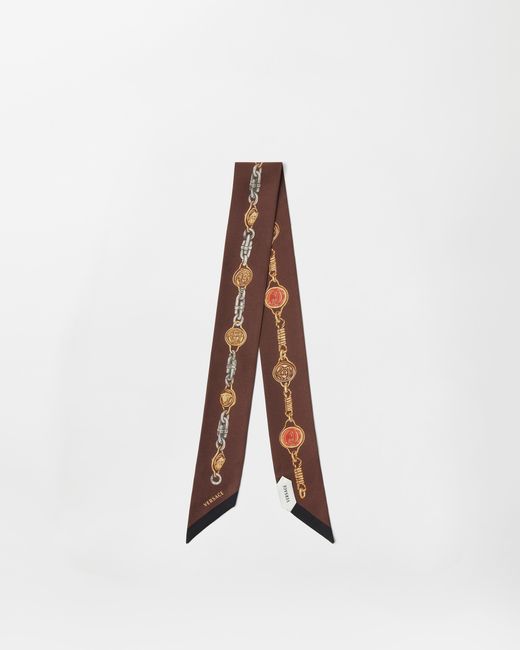 Versace White Printed Silk Twill Ribbon