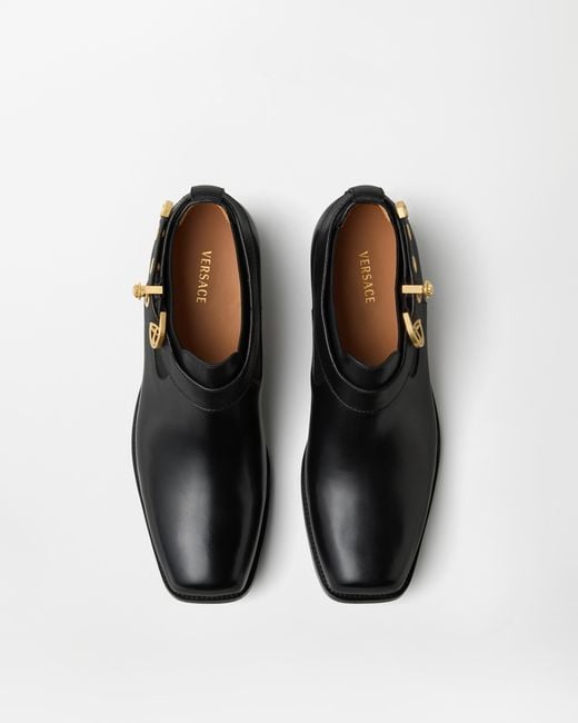Versace White Orlando Leather Chelsea Boots