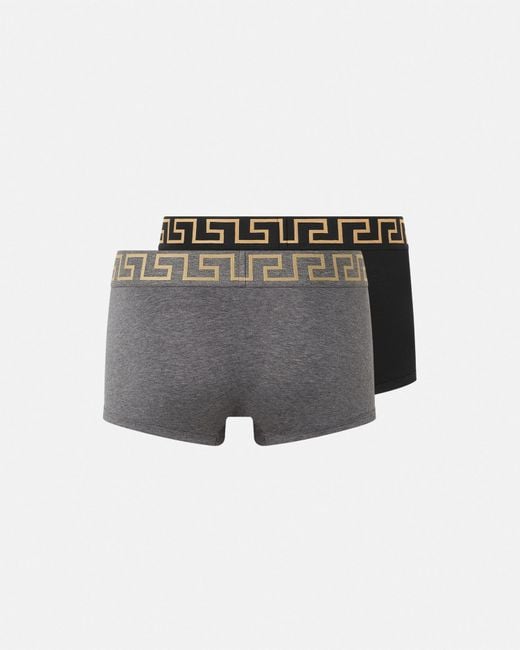 Versace Gray Lot De Deux Boxers Adhérents À Bordure Greca for men