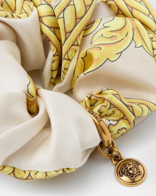 Versace Metallic Printed Silk Twill Scrunchie