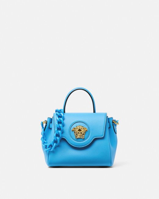 Versace Blue La Medusa Small Leather Top-Handle