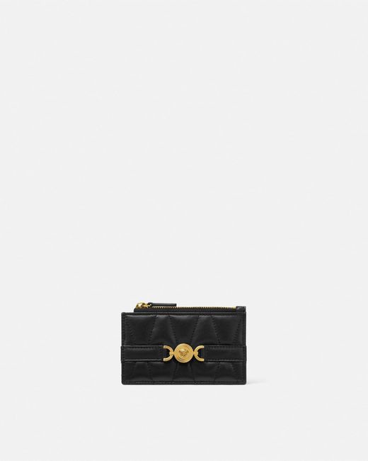 Versace White Porte-cartes Zippé Matelassé Medusa '95