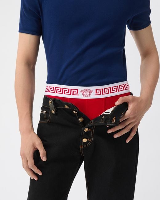 Versace Red Cotton-Jersey Trunks for men