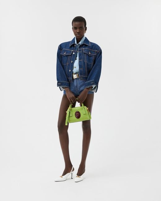 Versace Blue Chambray Denim Mini Shorts