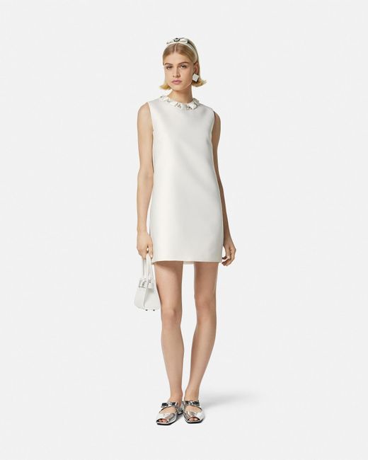 Versace White Crystal Duchesse Mini Dress