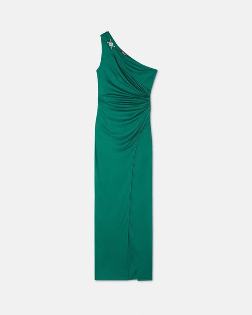 Versace Green Viscose-Jersey Draped Gown