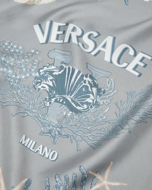 Versace Blue University Silk Foulard 90 Cm
